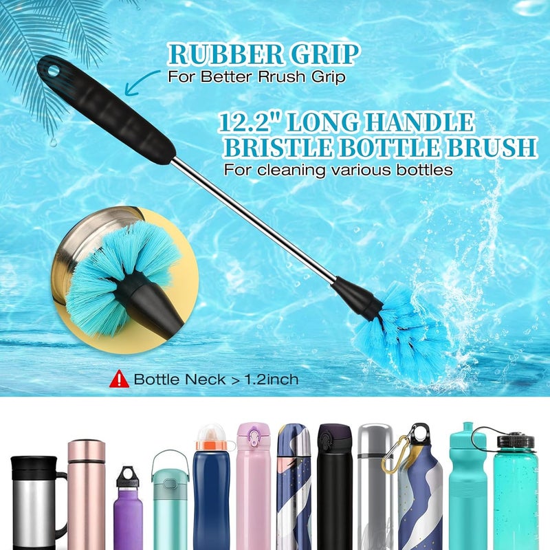 AnDock 6 Pack Bottle Brush Cleaner Set, Long Handle Stainless Steel Water Bottle Cleaner Brush for Washing Sport Bottles, Narrow Neck Bottle, Baby Bottles, Dish, Flask, Straw, Cup Cover - Image 2